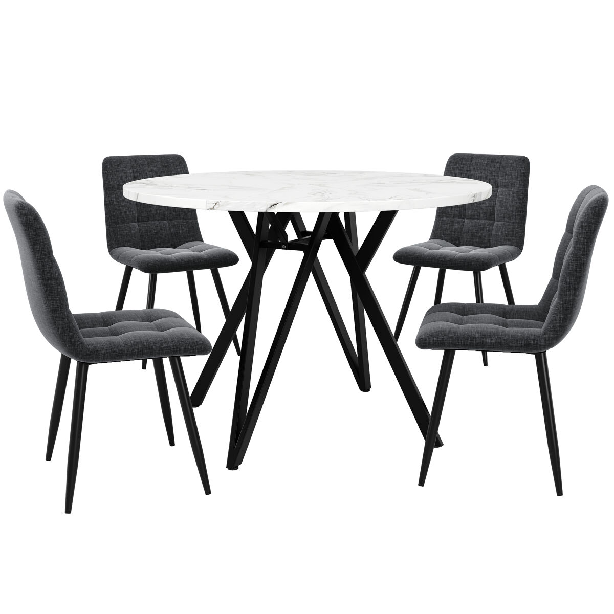 Conjunto de mesas y sillas de comedor 100x100 Negro/ Gris