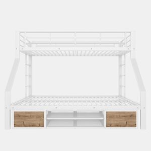 Beliche 90x200 cm, 140x200 cm - com armário, prateleiras, grade, escada - Branco