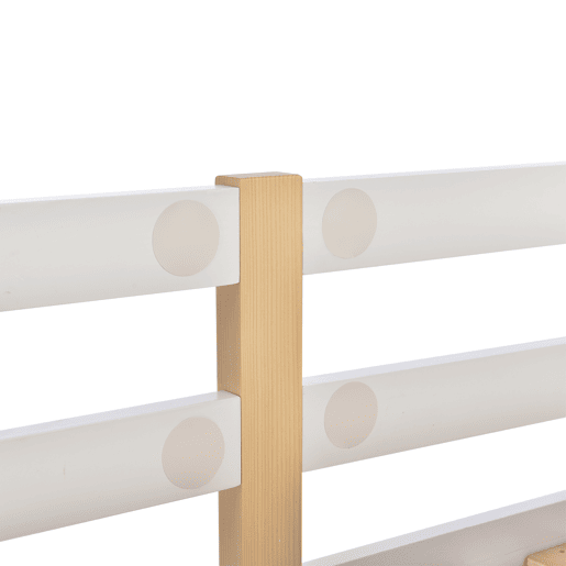 Cama beliche 90x200 cm - Cama infantil Baumhaus com escada, arrumação e proteção contra quedas - Natural e Branco