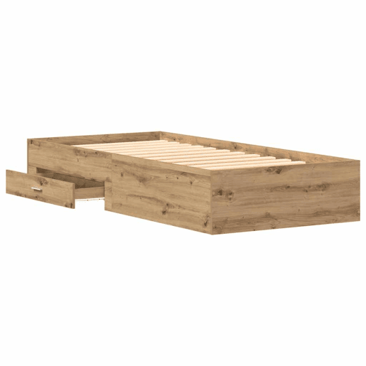 Estrutura de cama de solteiro para adultos com gaveta Carvalho Artesanal 90 x 200 cm