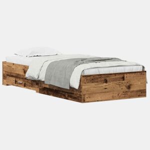 Estrutura de cama de solteiro para adultos com gaveta - Madeira Antiga 100 x 200 cm