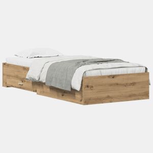 Estrutura de cama de solteiro para adultos com gaveta Carvalho Artesanal 90 x 190 cm