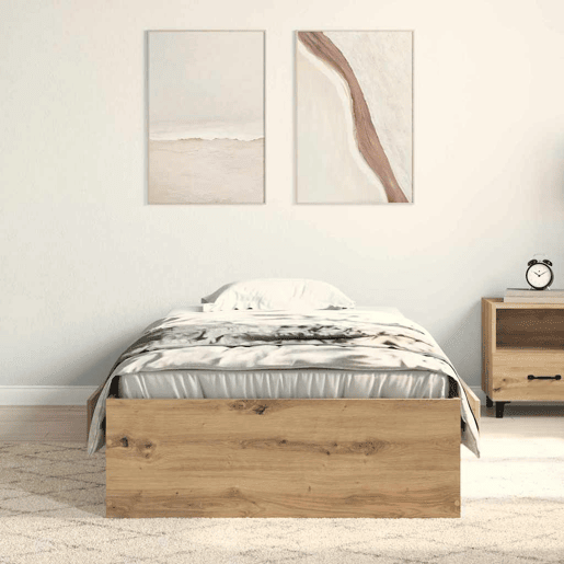 Estrutura de cama de solteiro para adultos com gaveta Carvalho Artesanal 90 x 190 cm
