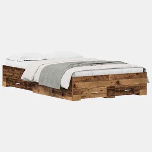 Estrutura da Cama de casal moderno com gaveta - Madeira Antiga 120 x 200 cm