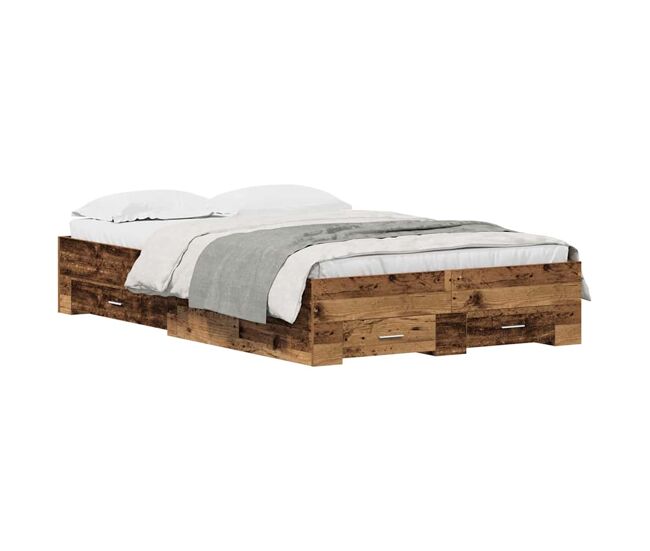 Estructura de cama doble matrimonial con cajón madera vieja 120 x 200 cm