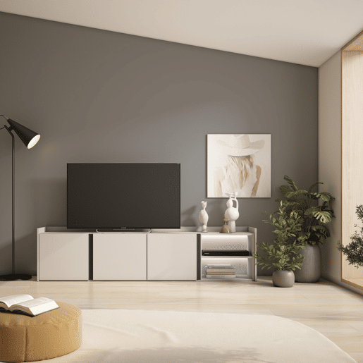 Móvel de TV, Muito espaço de arrumação, 207x35x50cm, Para televisores até 80, LED, Estilo moderno, Bege Móvel de TV, Muito espaço de arrumação, 207x35x50cm, Para televisores até 80, LED, Estilo moderno, Bege