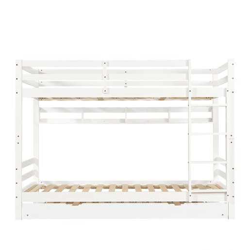 Beliche 90x200 cm - Cama extensível com rodas, prateleiras, estrutura estável - Branco