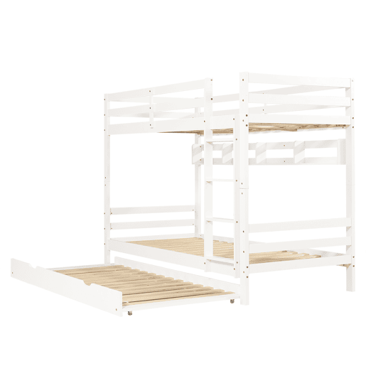 Beliche 90x200 cm - Cama extensível com rodas, prateleiras, estrutura estável - Branco