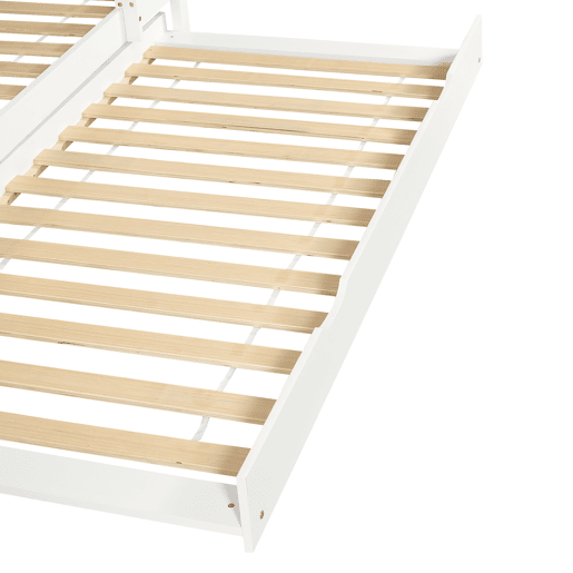 Beliche 90x200 cm - Cama extensível com rodas, prateleiras, estrutura estável - Branco