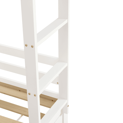 Beliche 90x200 cm - Cama extensível com rodas, prateleiras, estrutura estável - Branco