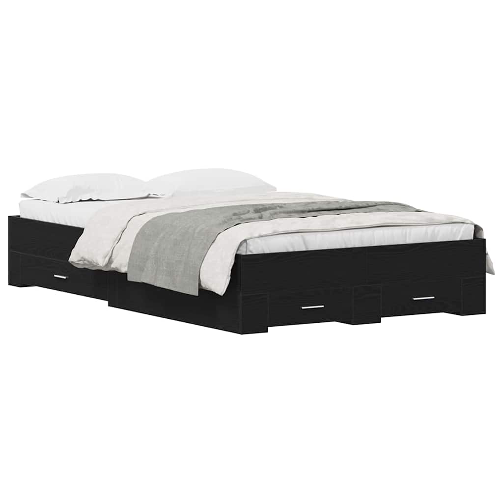 Estructura de cama doble matrimonial con cajón roble negro 120 x 190 cm
