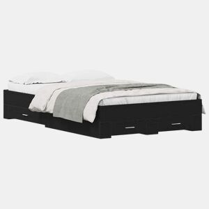 Estrutura da Cama de casal moderno com gaveta - Carvalho Preto 120 x 190 cm