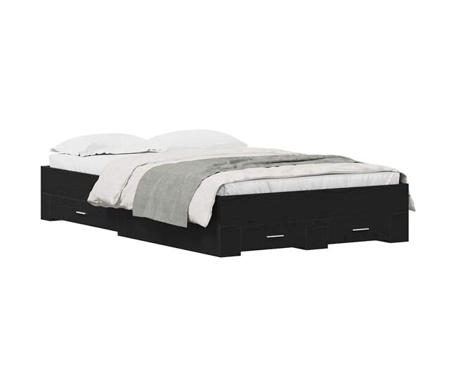 Estructura de cama doble matrimonial con cajón roble negro 120 x 190 cm