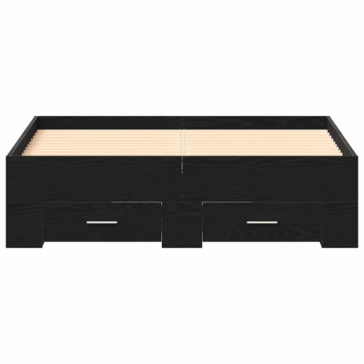 Estrutura da Cama de casal moderno com gaveta - Carvalho Preto 120 x 190 cm