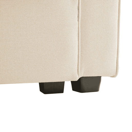 Sofá moderno de 4 lugares em tecido de linho - com portas USB e 2 suportes para copos - Bege
