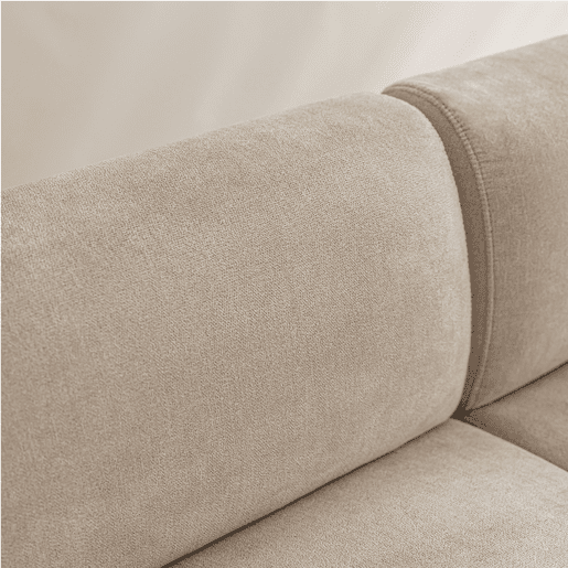 Sofá de 3 lugares em tecido Chenille com 2 almofadas - capacidade para 211 cm - Bege