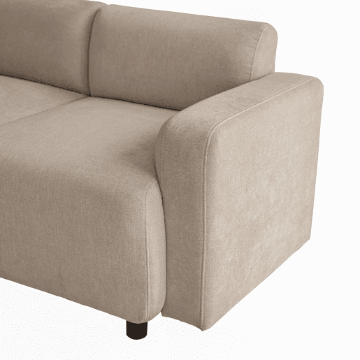 Sofá de 3 lugares em tecido Chenille com 2 almofadas - capacidade para 211 cm - Bege