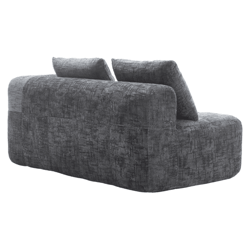 Sofá confortável de 2 lugares - Sem montagem, com almofada, bolsos laterais, cinzento