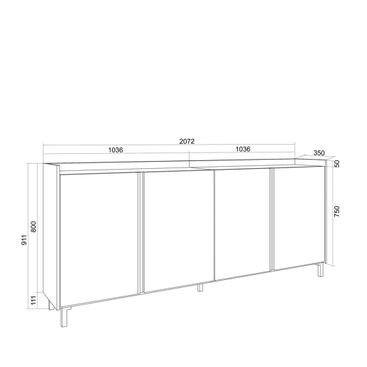 Aparador sala de jantar, Sala, Cozinha, Entrada, TV, 207x35x91cm, 4 Portas, Design industrial, LED, Estilo moderno, Carvalho e preto Aparador sala de jantar, Sala, Cozinha, Entrada, TV, 207x35x91cm, 4 Portas, Design industrial, LED, Estilo moderno, Carvalho e preto