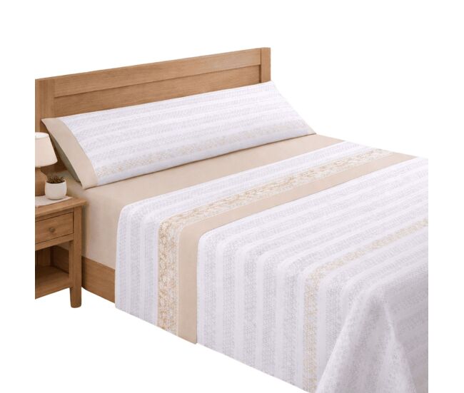 Juego de sábanas 160cm 144 hilos naly beige (4 piezas) donegal collections