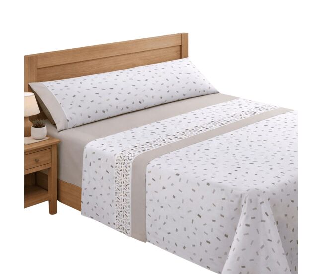 Juego de sábanas 150cm 144 hilos belu beige (3 piezas) donegal collections