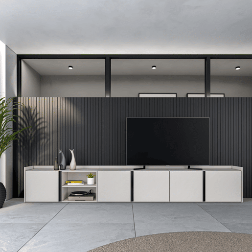 Móvel de TV, Muito espaço de arrumação, 309x35x50cm, Para televisores até 80, Estante para TV, Estilo moderno, Bege Móvel de TV, Muito espaço de arrumação, 309x35x50cm, Para televisores até 80, Estante para TV, Estilo moderno, Bege