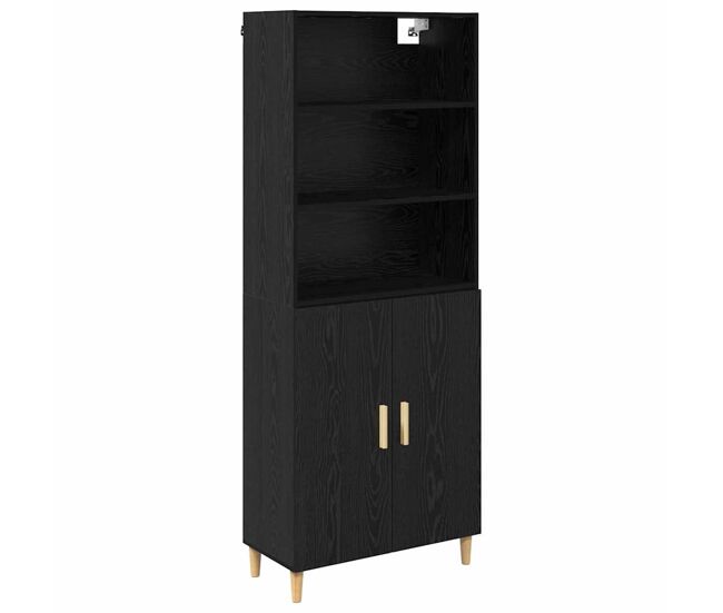 Aparador alto - mueble de almacenamiento roble negro 69,5 x 32,5 x 180 cm es1587