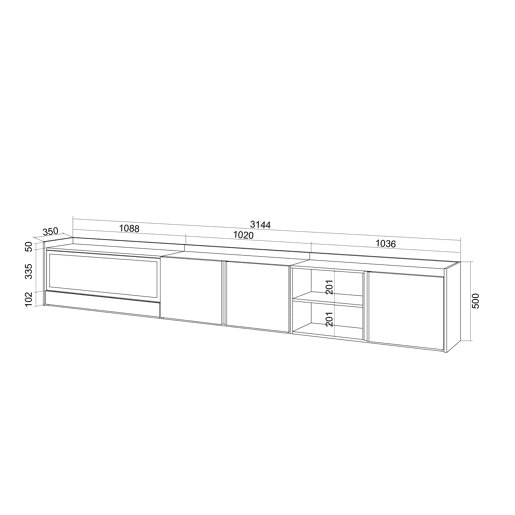 Móvel de TV, Muito espaço de arrumação, 315x35x50cm, Para televisores até 80, Lareira eléctrica XXL, Suspensos, LED, Estilo moderno, Branco e Carvalho soft Móvel de TV, Muito espaço de arrumação, 315x35x50cm, Para televisores até 80, Lareira eléctrica XXL, Suspensos, LED, Estilo moderno, Branco e Carvalho soft