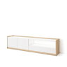 Móvel de TV, Muito espaço de arrumação, 207x37x50cm, Para televisores até 80, LED, Estilo moderno, Branco e Carvalho soft