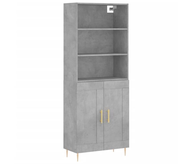 Aparador alto - mueble de almacenamiento madera contrachapada gris hormigón 69,5x34x180 cm es879