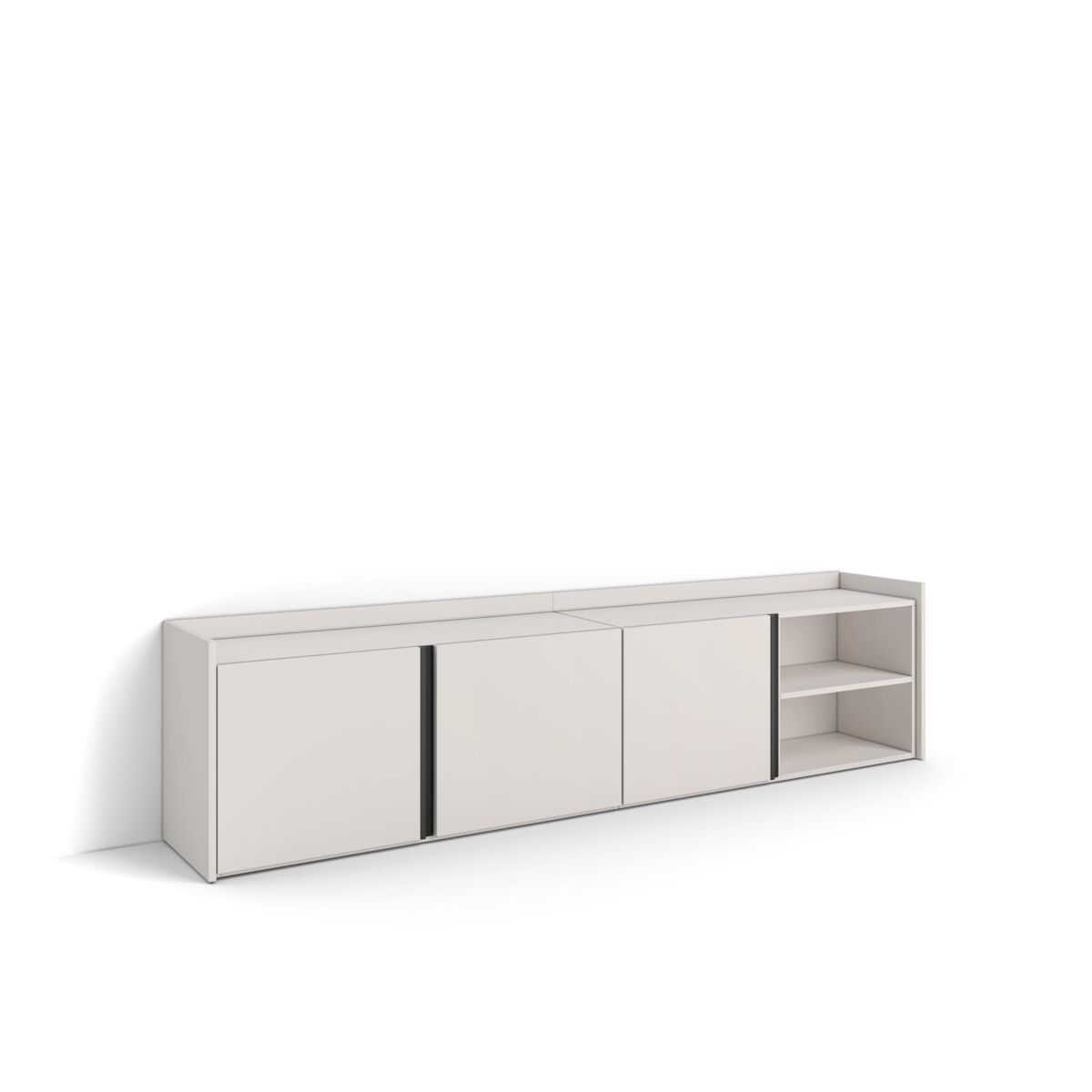 mueble tv television muebles de salon almacenaje 207x35x50cm para tv hasta 80 con almacenamiento estilo moderno beige