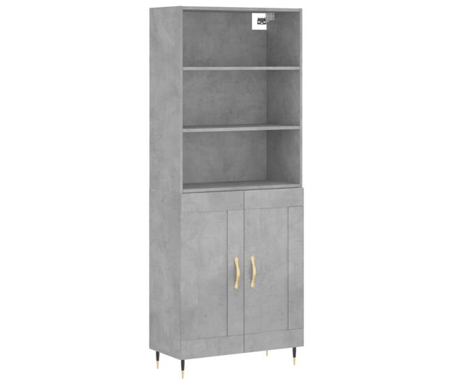 Aparador alto - mueble de almacenamiento madera contrachapada gris hormigón 69,5x34x180 cm es878