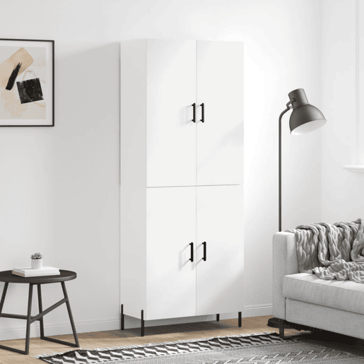 Armário alto - Bufete - Móvel de apoio 69,5x34x180 cm derivados de madeira branco pt647