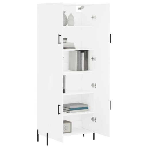 Armário alto - Bufete - Móvel de apoio 69,5x34x180 cm derivados de madeira branco pt647