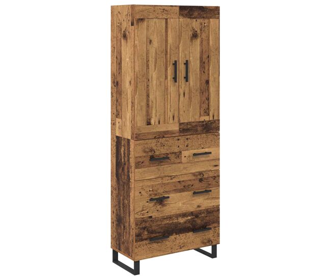 Aparador alto - mueble de almacenamiento madera vieja 69,5 x 34 x 180 cm es1523