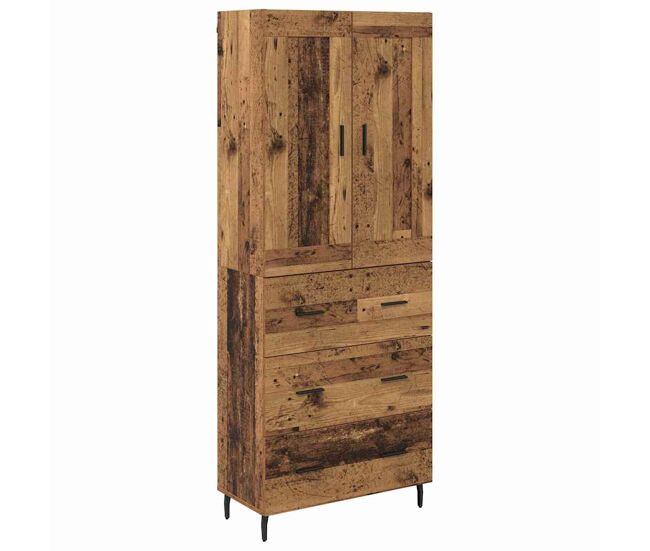Aparador alto - mueble de almacenamiento con cajón 2 pcs madera vieja madera de ingeniería es336