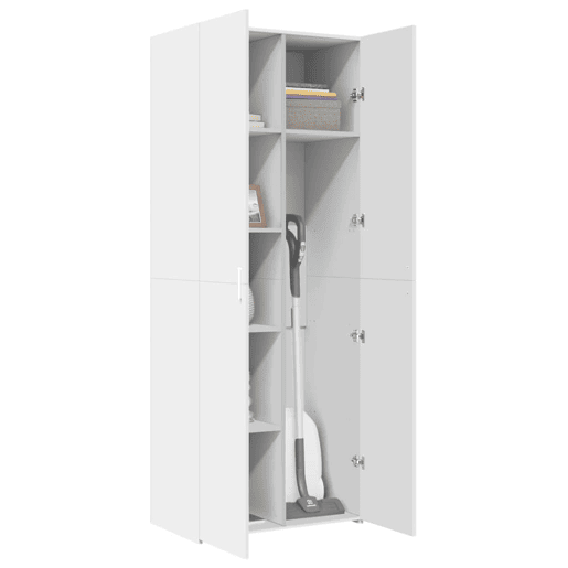 Armário alto - Bufete - Móvel de apoio 70x42,5x185 cm derivados de madeira branco pt1237