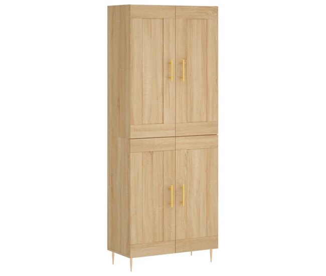 Aparador alto - mueble de almacenamiento madera contrachapada color roble 69,5x34x180 cm es829