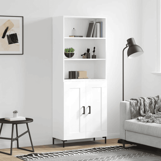 Armário alto - Bufete - Móvel de apoio 69,5x34x180 cm derivados de madeira branco pt641