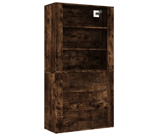 Aparador alto - mueble de almacenamiento madera contrachapada roble ahumado es1166