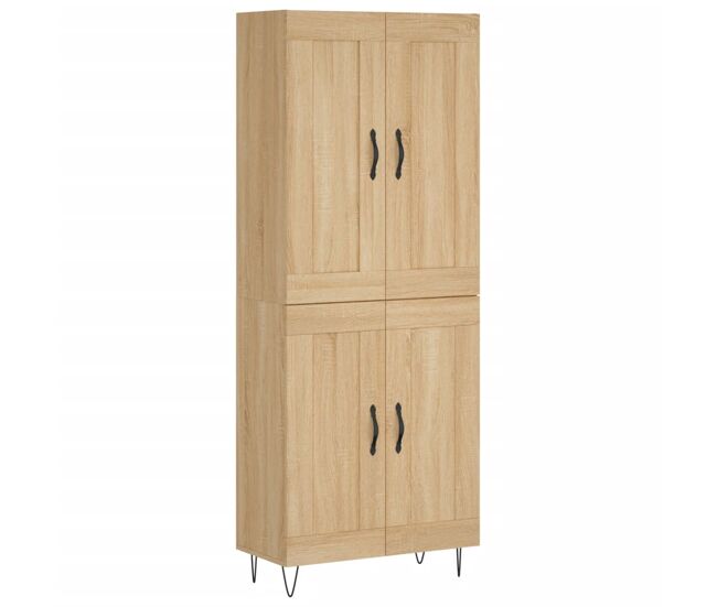 Aparador alto - mueble de almacenamiento madera contrachapada color roble 69,5x34x180 cm es830