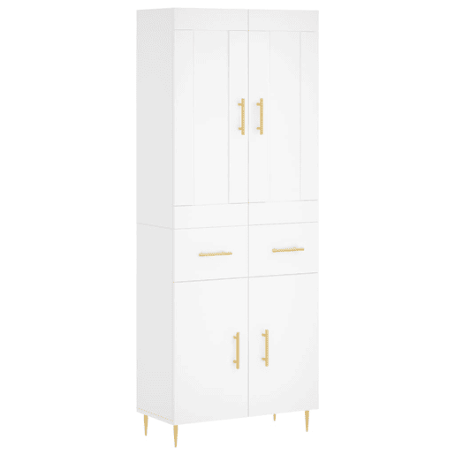 Armário alto - Bufete - Móvel de apoio 69,5x34x180 cm derivados de madeira branco pt728