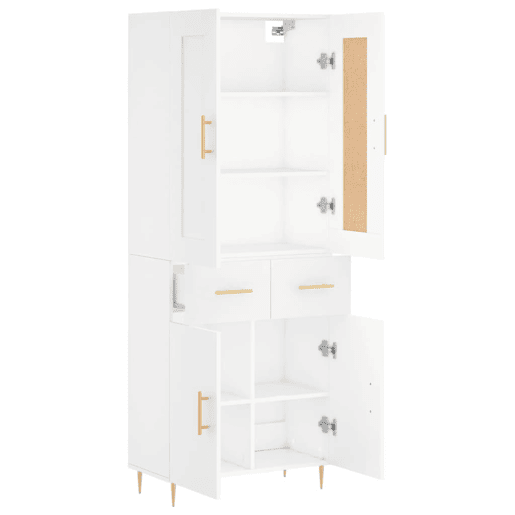 Armário alto - Bufete - Móvel de apoio 69,5x34x180 cm derivados de madeira branco pt728