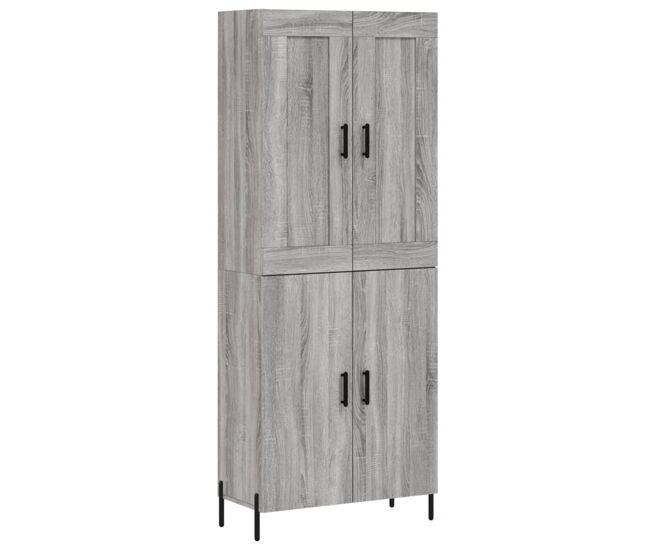 Aparador alto - mueble de almacenamiento madera contrachapada gris sonoma 69,5x34x180 cm es1128