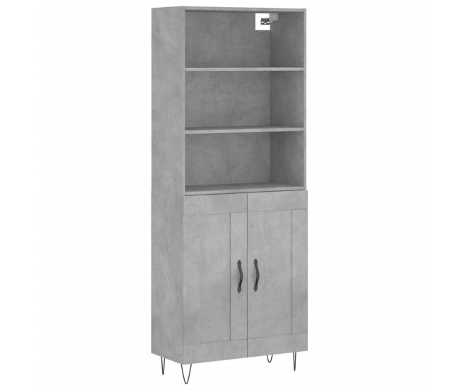 Aparador alto - mueble de almacenamiento madera contrachapada gris hormigón 69,5x34x180 cm es880