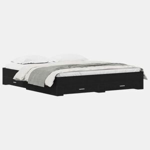 Estrutura da Cama de casal moderno com gaveta - Carvalho Preto 180 x 200 cm