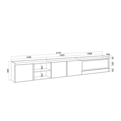 Móvel de TV, Muito espaço de arrumação, 315x35x50cm, Para televisores até 80, Lareira eléctrica XXL, Suspensos, Estilo moderno, Carvalho e preto Móvel de TV, Muito espaço de arrumação, 315x35x50cm, Para televisores até 80, Lareira eléctrica XXL, Suspensos, Estilo moderno, Carvalho e preto