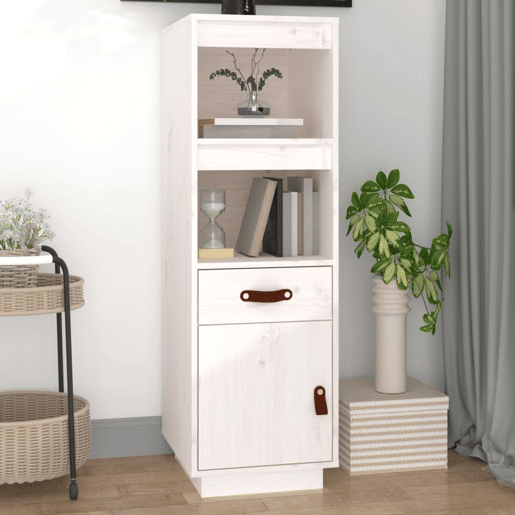 Armário alto - Bufete - Móvel de apoio 34x40x108,5 cm pinho maciço branco pt1499
