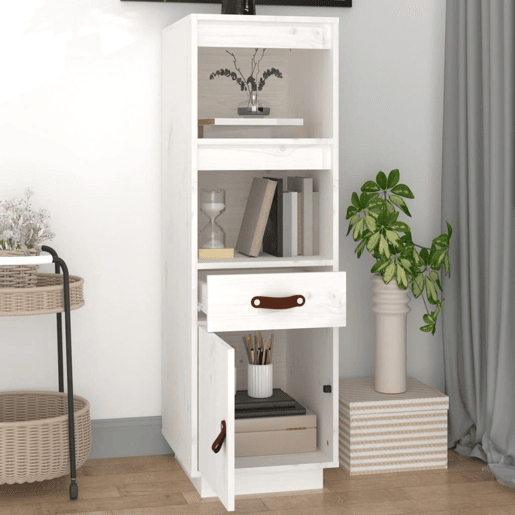 Armário alto - Bufete - Móvel de apoio 34x40x108,5 cm pinho maciço branco pt1499