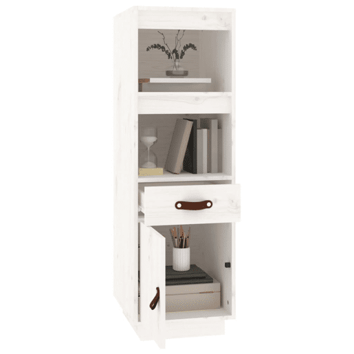 Armário alto - Bufete - Móvel de apoio 34x40x108,5 cm pinho maciço branco pt1499